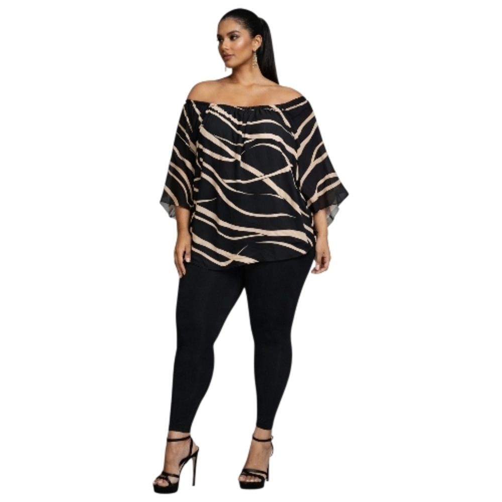 Women's Off-Shoulder Zebra Print Blouse